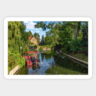 A Red Boat At Goring on Thames Sticker